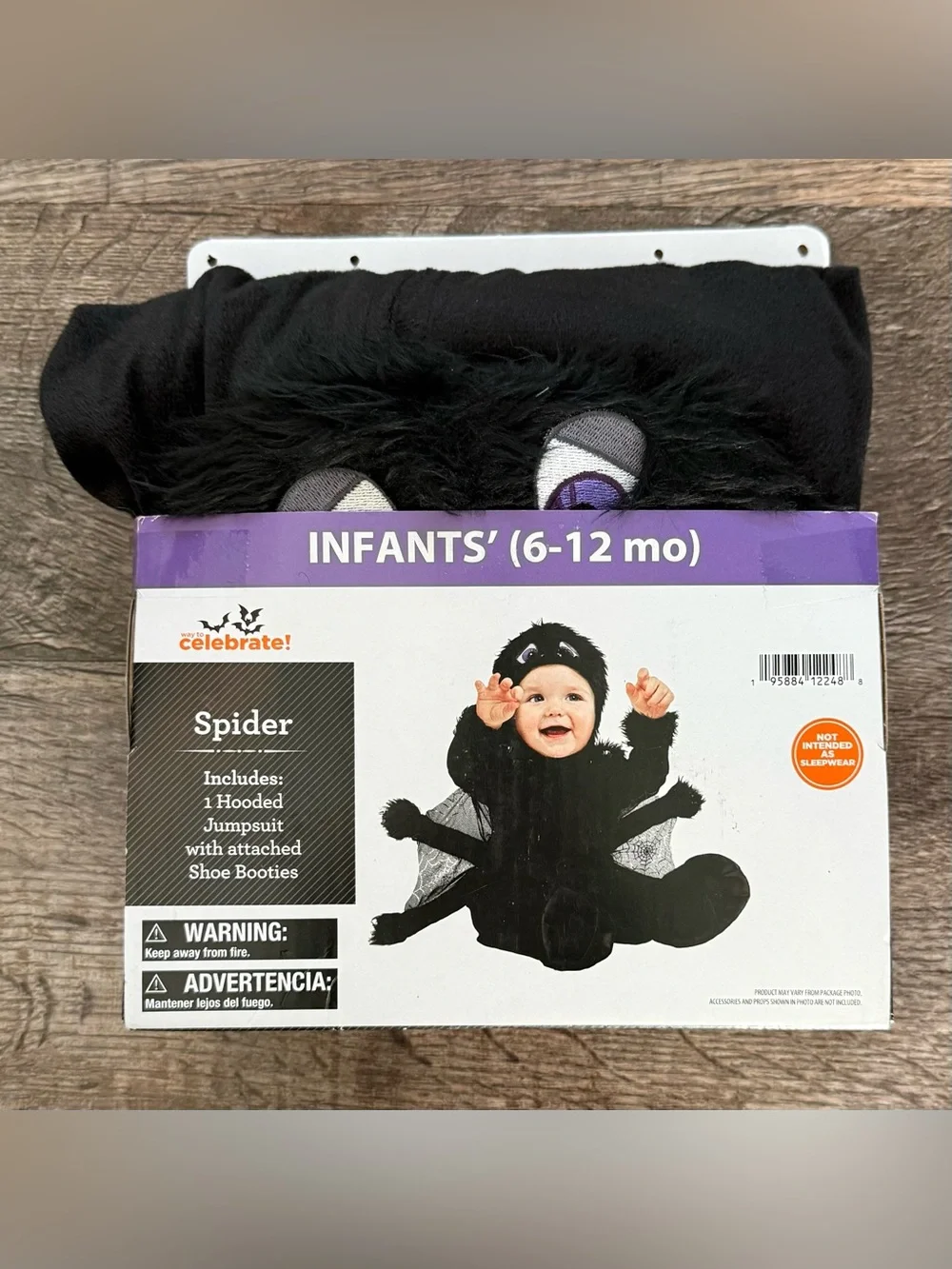 NEW Way To Celebrate Spider Infant Halloween Costume Hooded Jumpsuit 6-12 Months